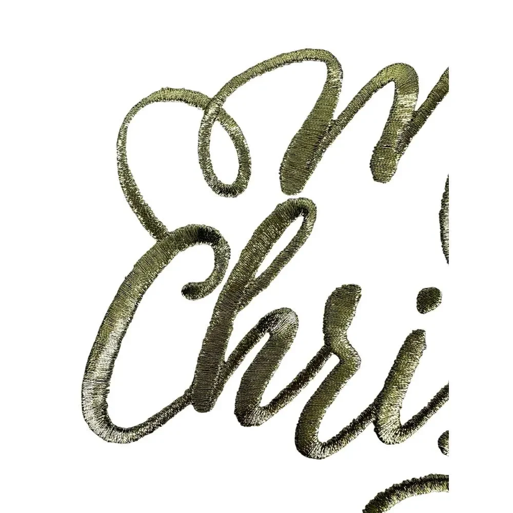 Christmas Wreath Embroidered Gold Merry Christmas 17